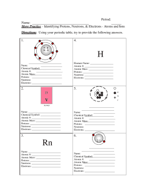 Protons Neutrons and Electrons Practice Worksheet 2 Answer Key  Form