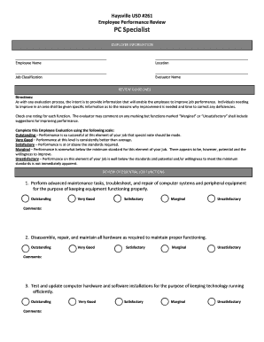 Haysville USD 261 Employee Performance Review PC Specialist