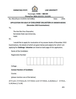 Kslu Revaluation Application Form