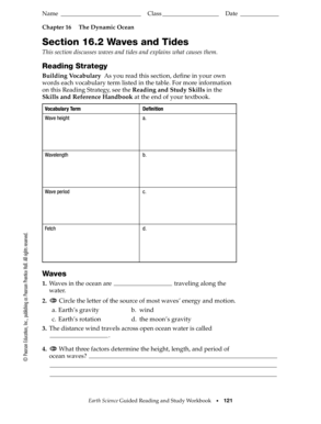 Section 16 2 Waves and Tides  Form