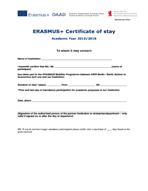 Certificate of Stay  Form