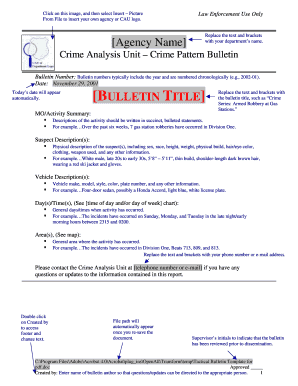 Crime Bulletin Template  Form
