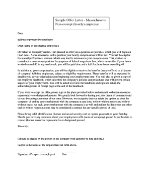 Non Exempt Offer Letter Template  Form
