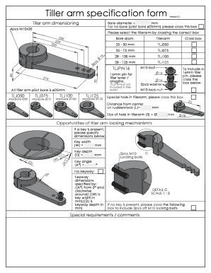 Tiller Arm Specification Form PYI Inc