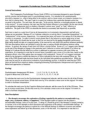 Comparative Psychotherapy Process Scale  Form