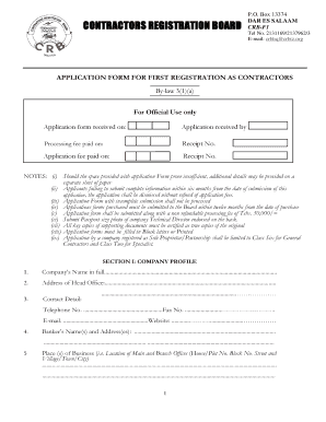 APPLICATION FORM for FIRST REGISTRATION as CONTRACTORS