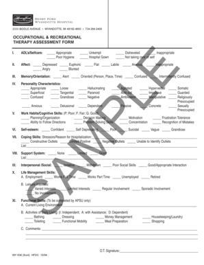 Therapeutic Recreation Assessment Forms