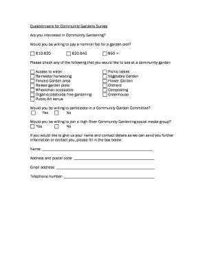 Gardening Survey Questionnaire  Form