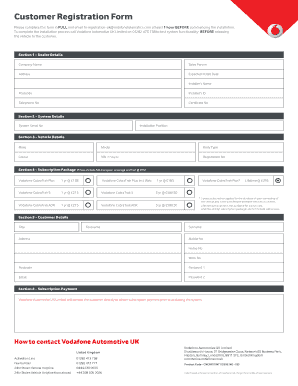 Vodafone Automotive Customer Registration Form