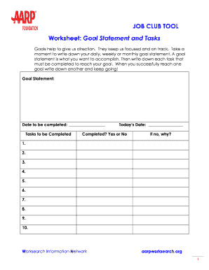 Job Club Worksheets  Form