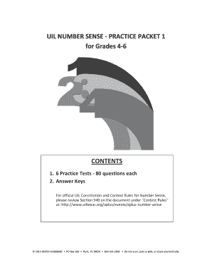 Uil Elementary Number Sense Test PDF  Form