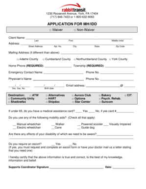 Rabbit Transit Application PDF  Form