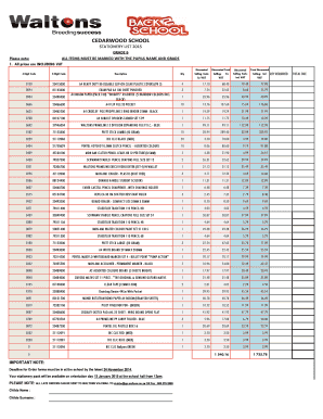 Stationery List for Office in Excel  Form