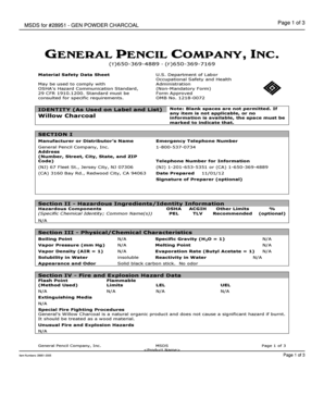 MSDS for 28951 GEN POWDER CHARCOAL Material Safety Data Sheet  Form
