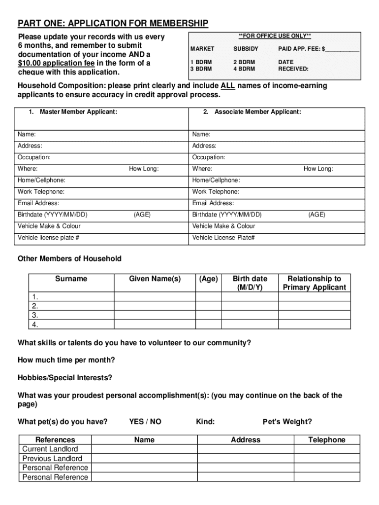 Riverside Landing Housing Co Operative  Form