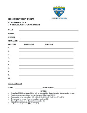 Seven a Side Team Registration Form Wepconz