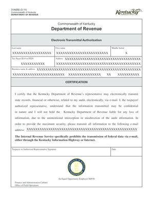 Ky Form 31a050