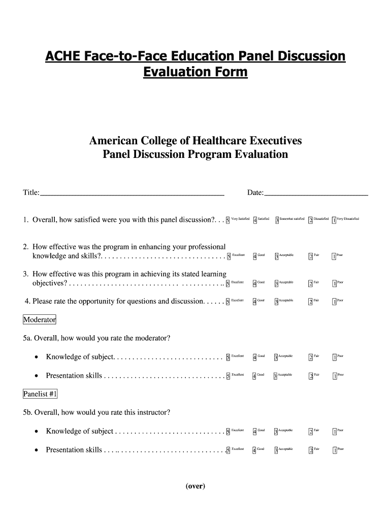 Panel Discussion Evaluation Form