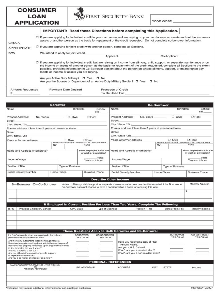  CONSUMER LOAN APPLICATION 2007-2024