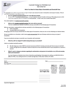 Suntrust Overdraft Cut off Time  Form