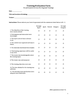 Sample Training Evaluation Form Cal