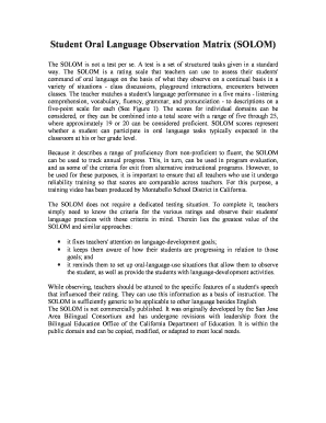 Student Oral Language Observation Matrix  Form