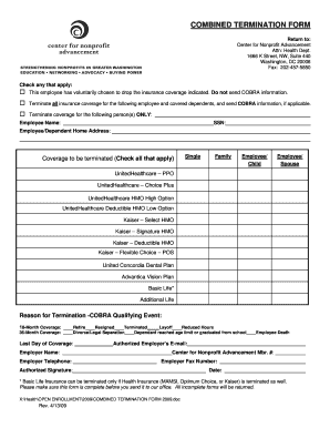 COMBINED TERMINATION FORM Center for Nonprofit Advancement Nonprofitadvancement