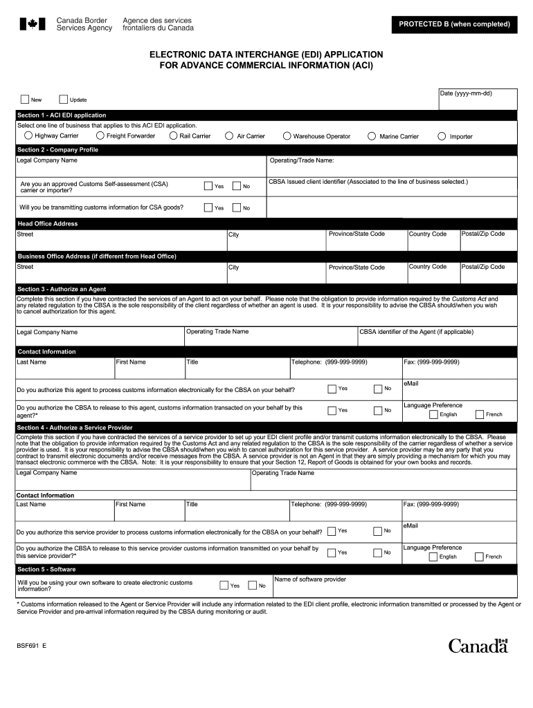 Cbsa Bsf 691 692  Form