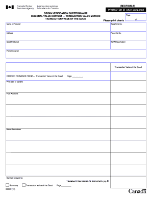 North American Trade Agreement NAFTA Origin Verification Cbsa Asfc Gc  Form