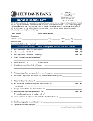 Donation Request Form Jeff Davis Bank and Trust Company
