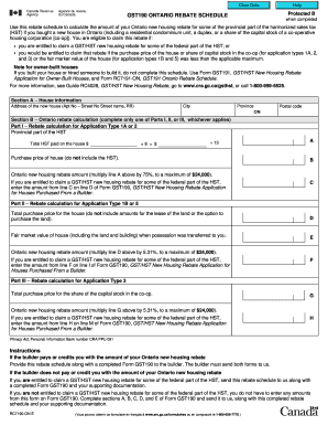 Gst190 Ontario Rebate Schedule  Form