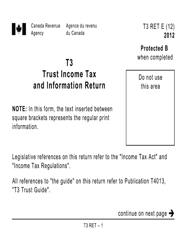  T3ret Fillable Form 2012