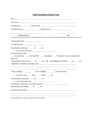 Cancellation Form in Hotel