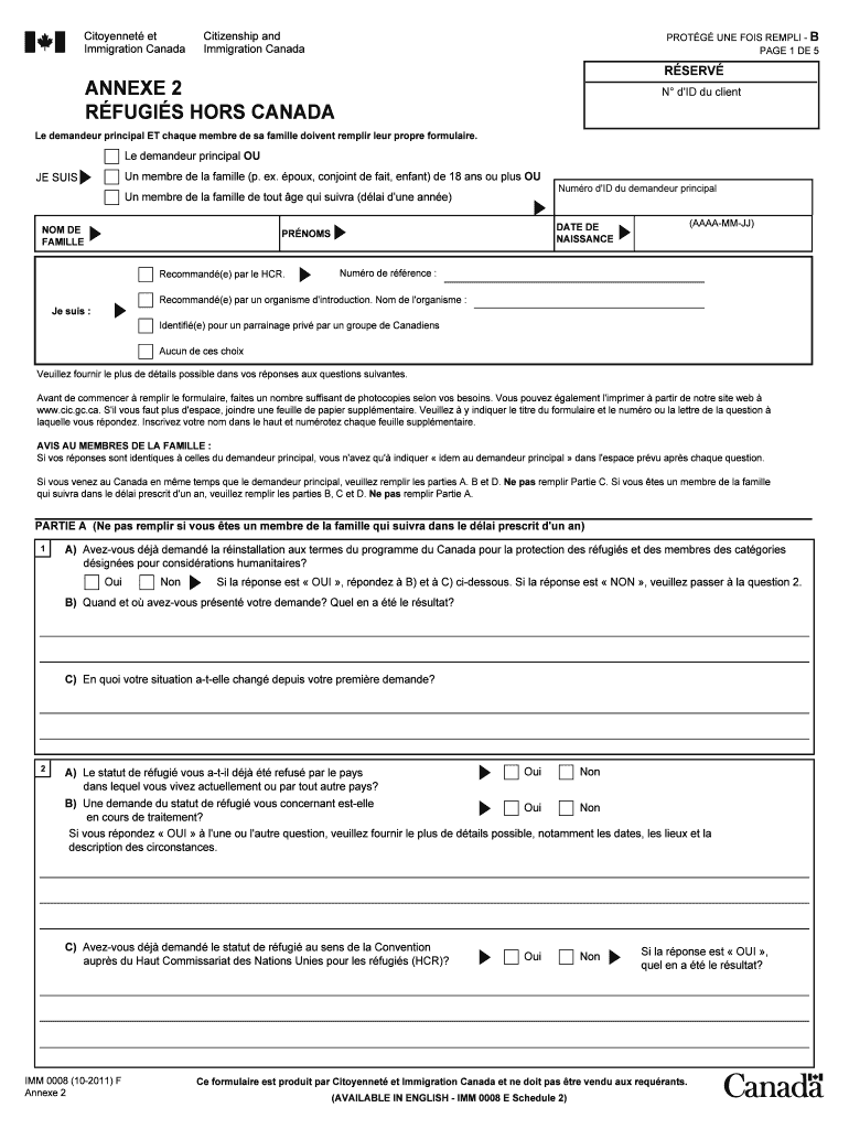  Canada Refugee Application Form 2011