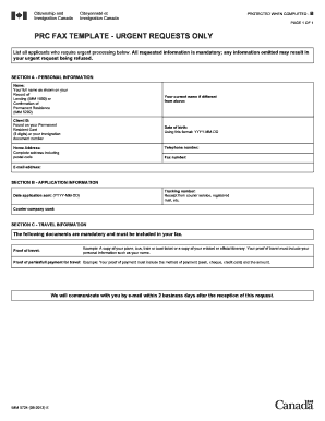 Prc Fax Template Form