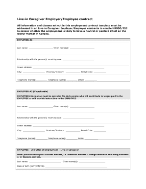 Caregiver Contract Template  Form