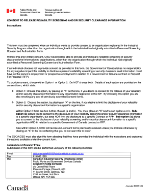 Consent to Release Reliability Screening Form