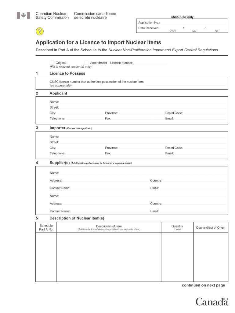 Canada Safety Commission Nuclear  Form