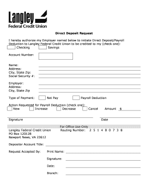 Langley Direct Deposit Form