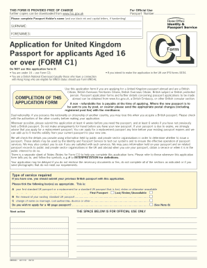 Print Out Application for Outside United Kingdom  Form