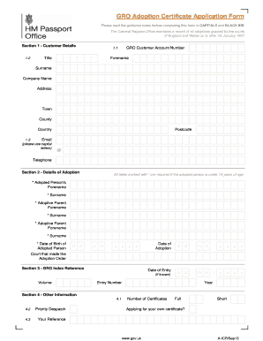 Adoption Certificate Uk  Form