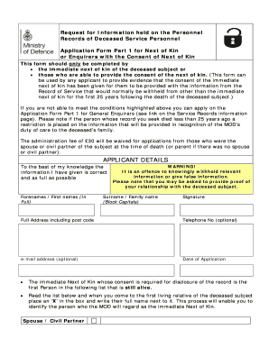 Next of Kin Form Template Uk