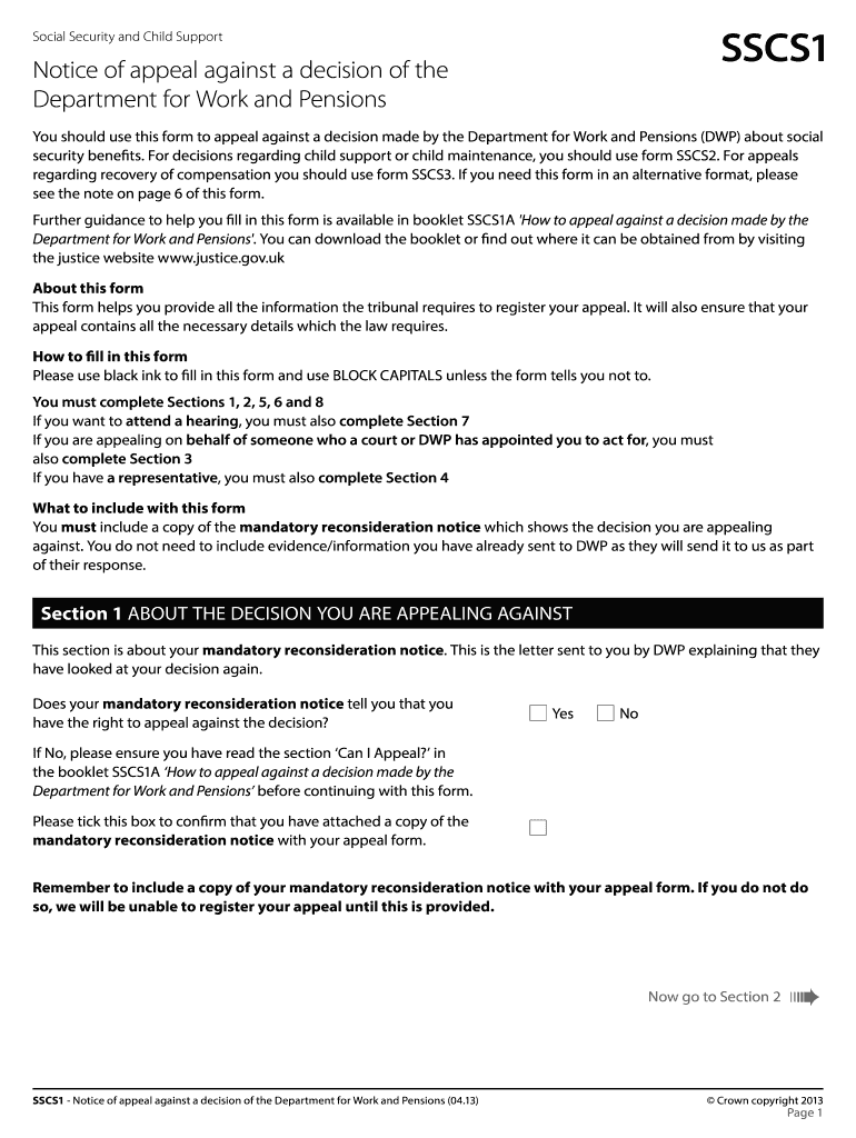 Sscs1 Form Printable