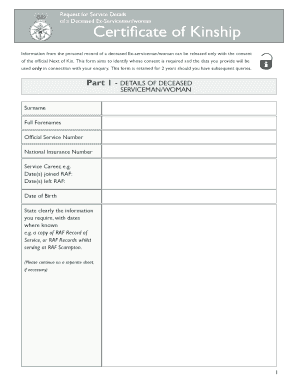  Kinship Certificate Sample 2007-2024