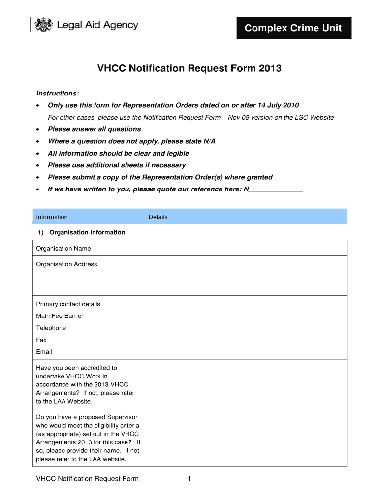  VHCC Notification Request Form Complex Crime Unit  Justice Gov 2013-2024