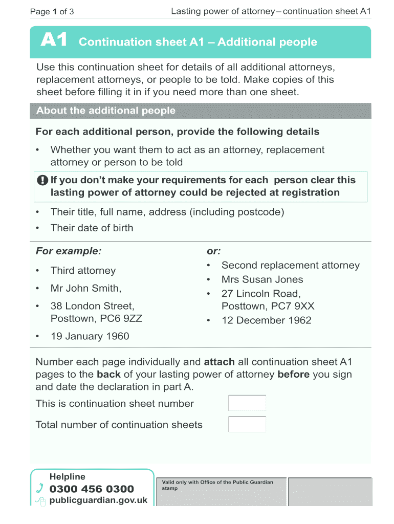 Continuation Sheet A1  Form