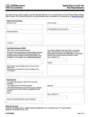 Application to Join the Flat Rate Scheme HM Revenue &amp; Customs Hmrc Gov  Form