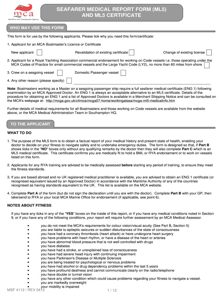  Eng1 Medical Form PDF 2012