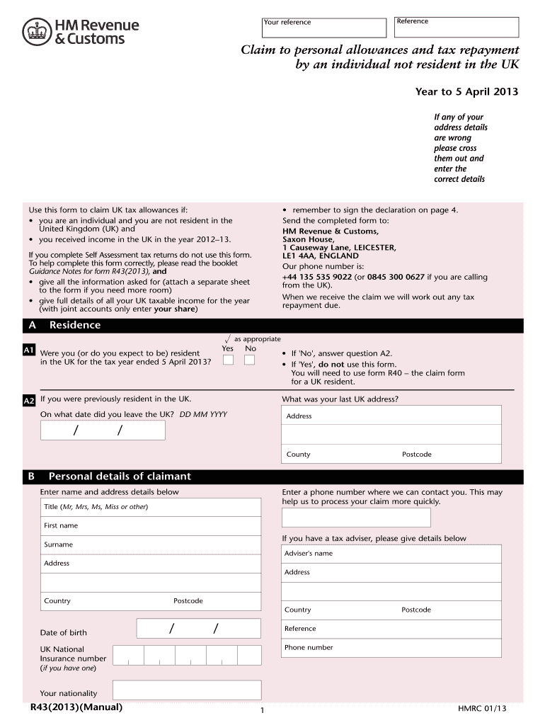  R43 on Line Form 2020