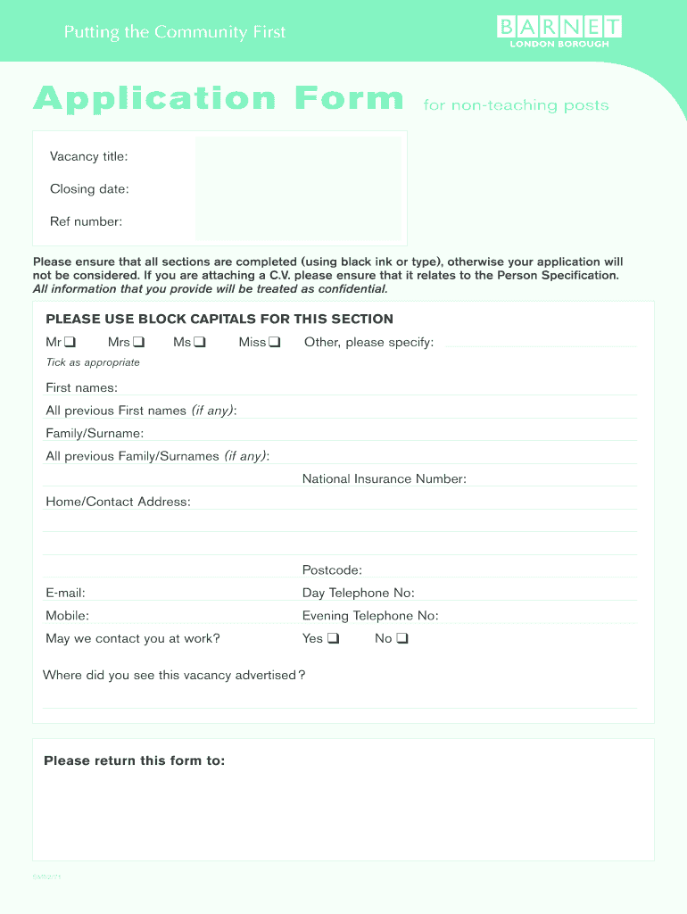 Application Form  Barnet Council  Barnet Gov